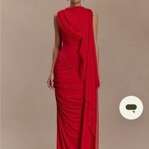 Meshki Amandine
Ruched Slinky Maxi Dress - Ruby